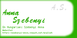 anna szebenyi business card